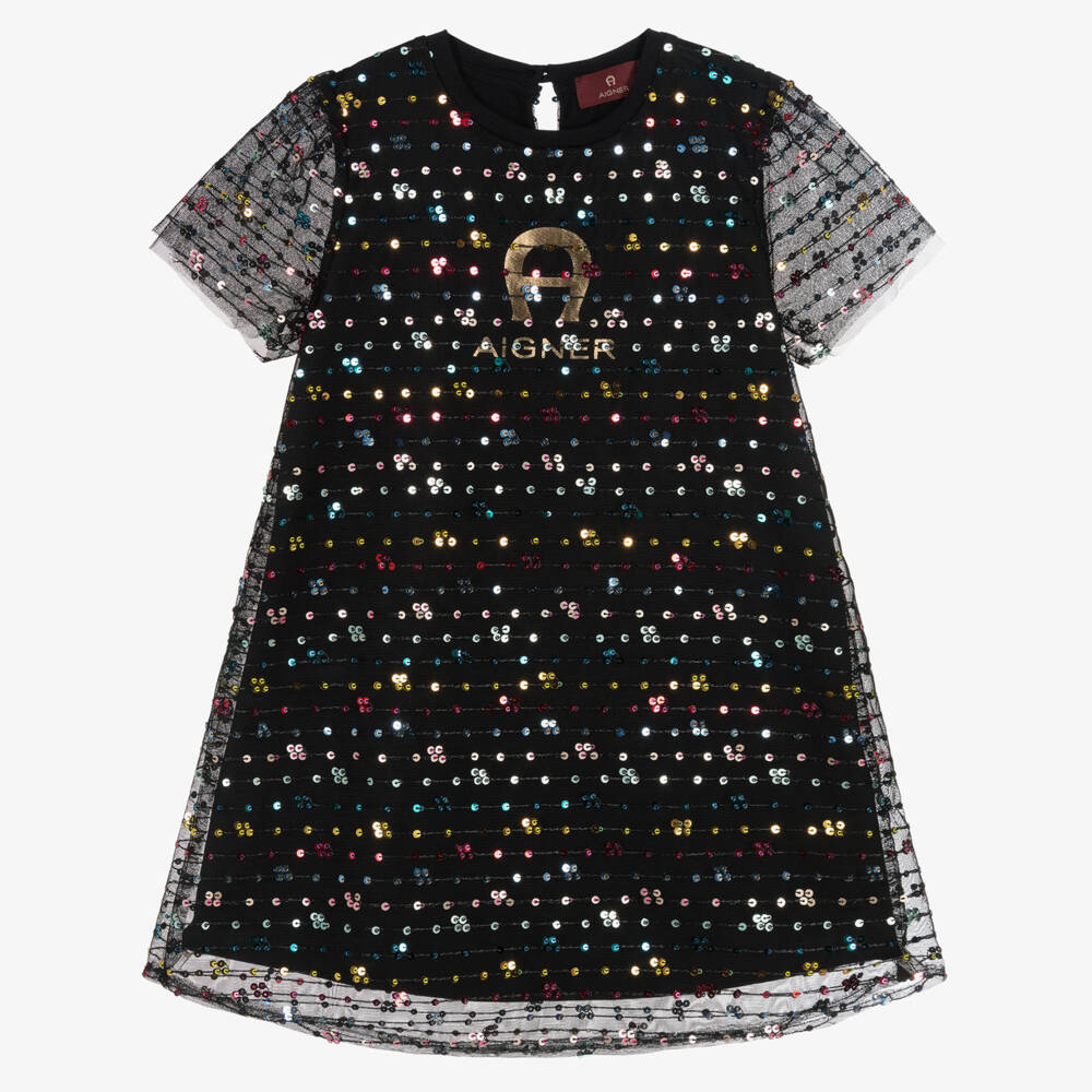 AIGNER-Girls Elegant Black Sequin Dress | Childrensalon Outlet