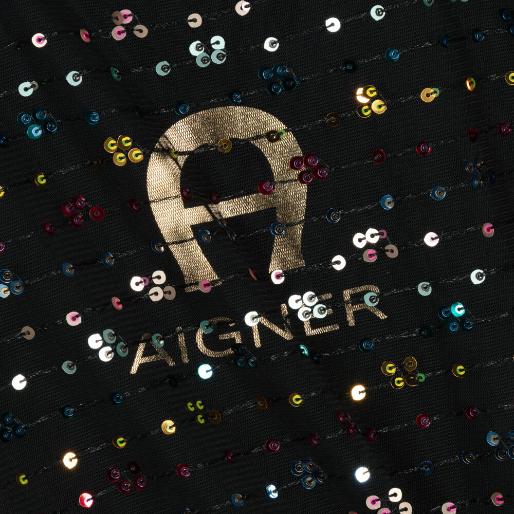 AIGNER-Элегантное черное платье с пайетками для девочек | Childrensalon Outlet