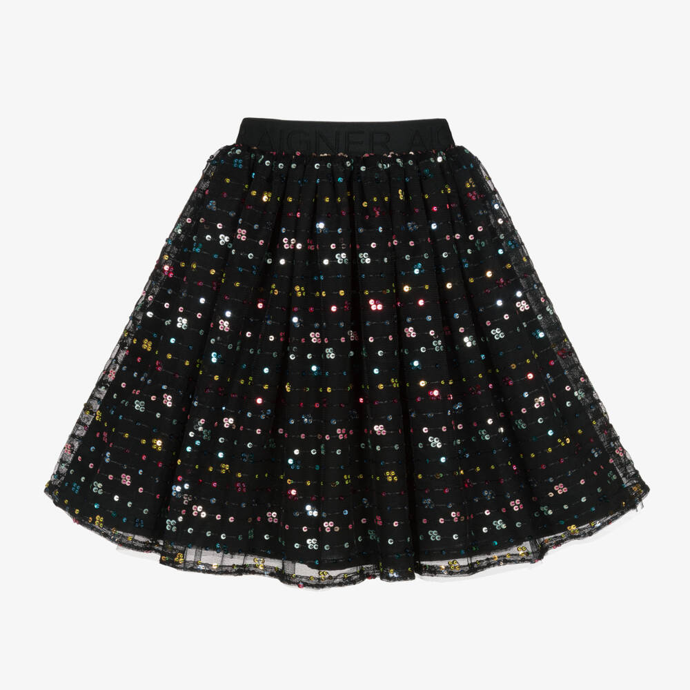 AIGNER-تنورة سوداء أنيقة للبنات مزينة بالترتر | Childrensalon Outlet