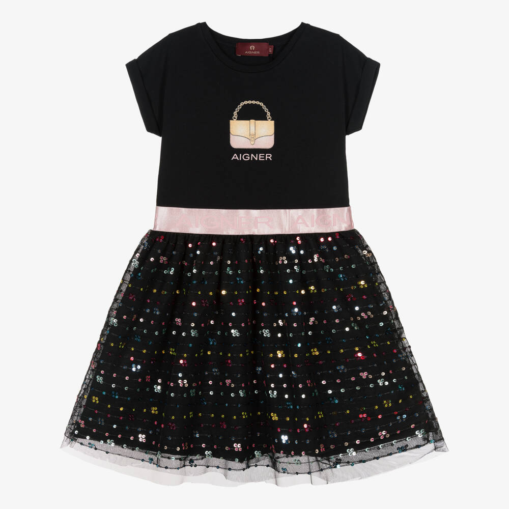 AIGNER-Girls Elegant Black Tulle Dress | Childrensalon Outlet
