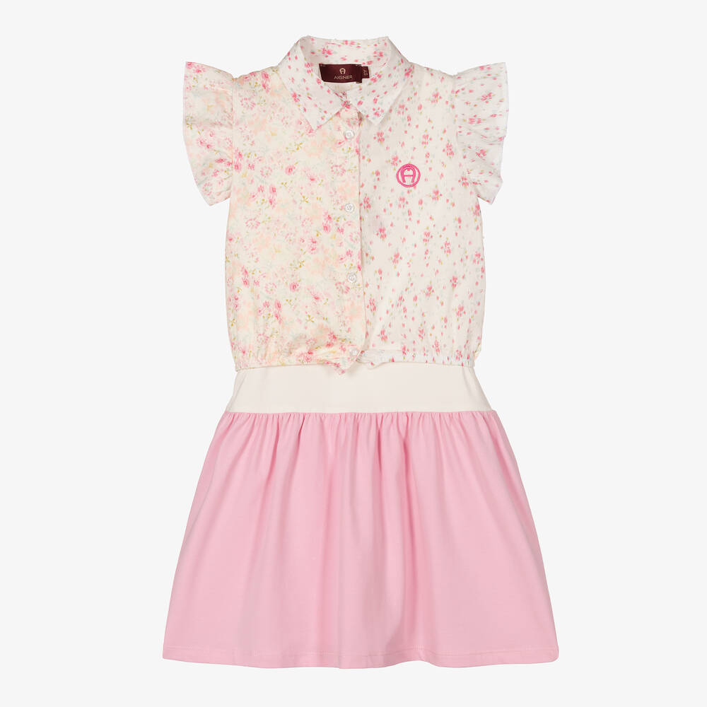 AIGNER - Girls Floral Cotton Blouse & Dress Set | Childrensalon