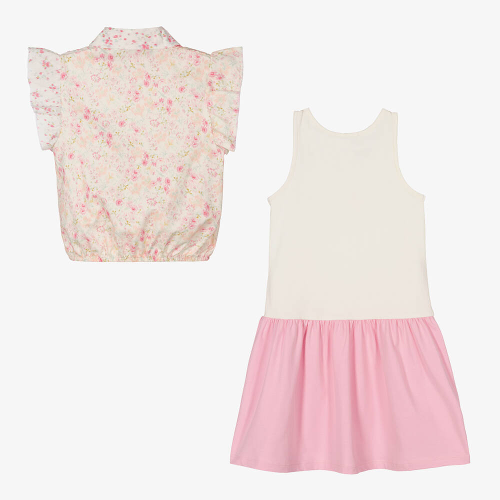 AIGNER-Girls Floral Cotton Blouse & Dress Set | Childrensalon Outlet