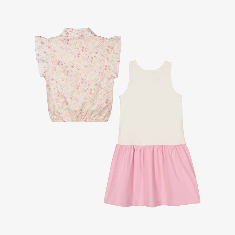AIGNER-Girls Floral Cotton Blouse & Dress Set | Childrensalon Outlet