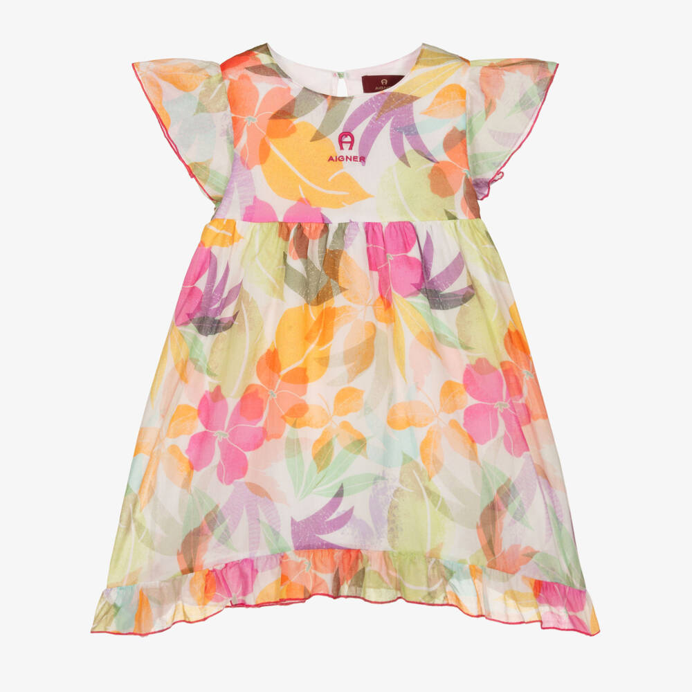 AIGNER-Girls Floral Cotton Voile Dress | Childrensalon Outlet