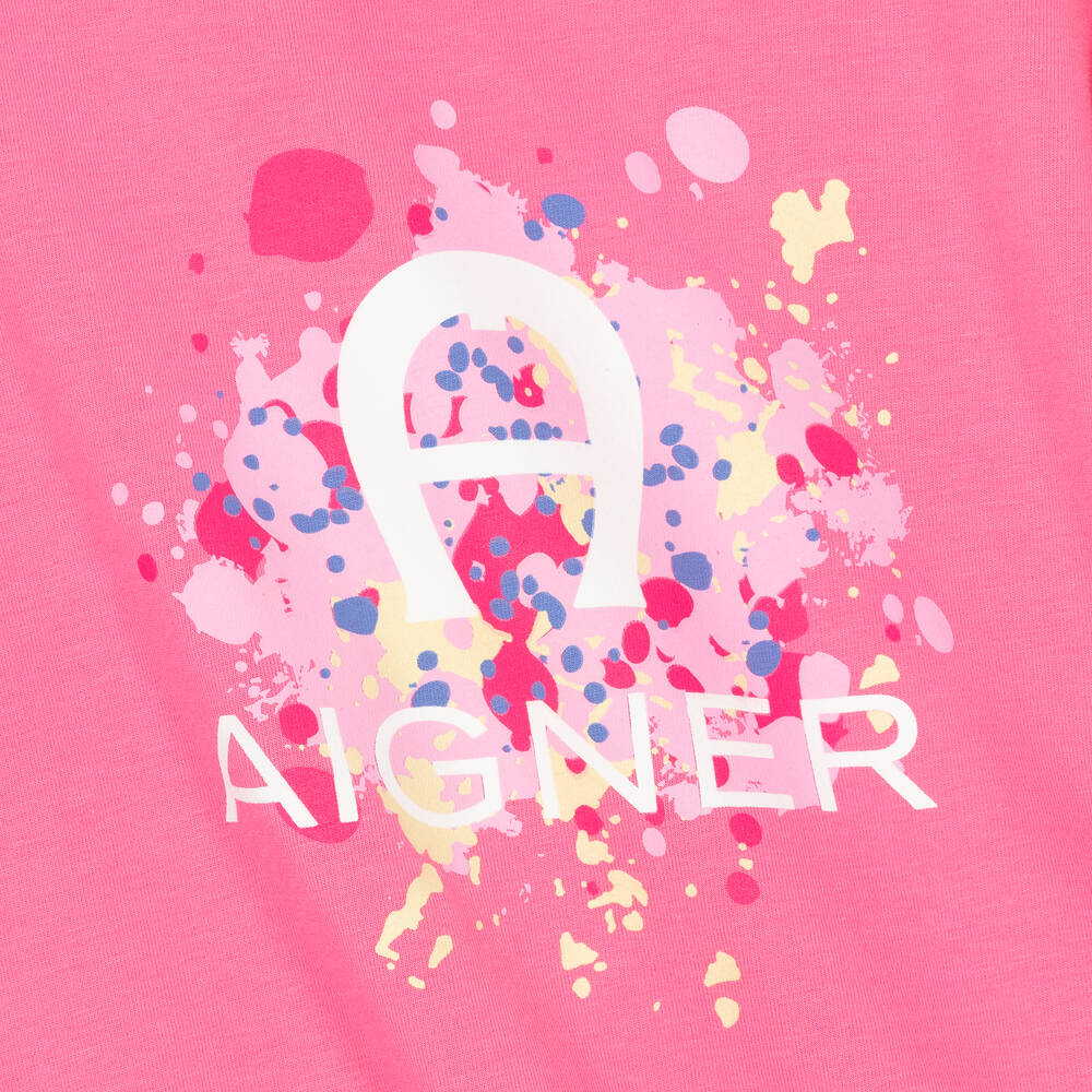 AIGNER-Girls Fuchsia Pink & Pastel Cotton Dress | Childrensalon Outlet