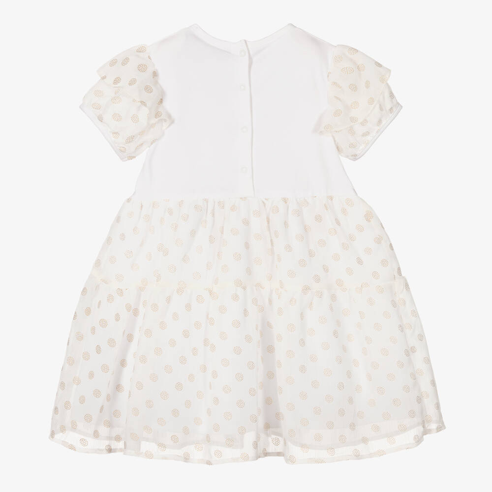AIGNER-Girls Gold Dot Chiffon Dress | Childrensalon Outlet