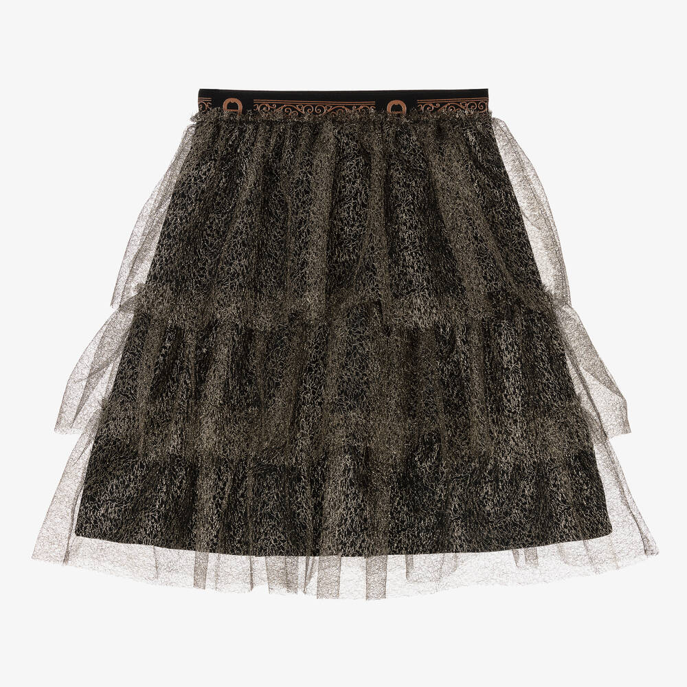 AIGNER - Girls Gold Tulle Mesh Tiered Skirt | Childrensalon