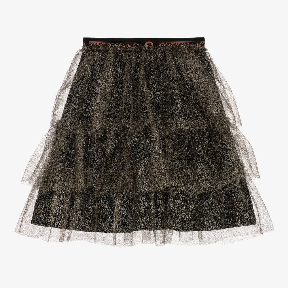 AIGNER-Girls Gold Tulle Mesh Tiered Skirt | Childrensalon Outlet