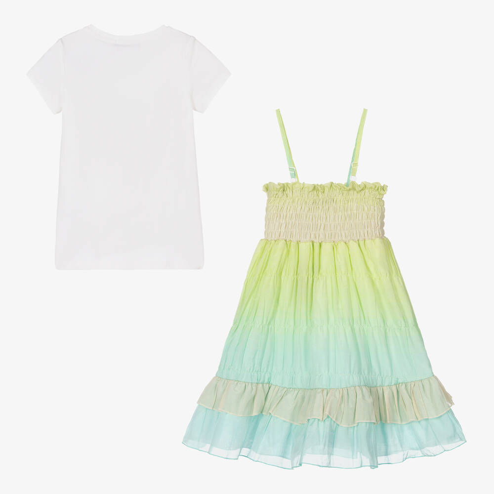 AIGNER-Girls Green & Blue Ombré Dress Set | Childrensalon Outlet