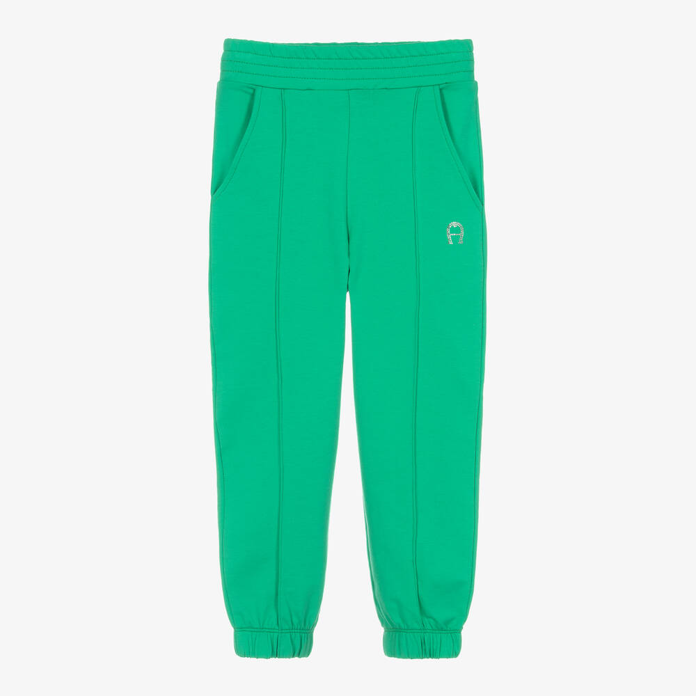 AIGNER - Girls Green Cotton Joggers | Childrensalon