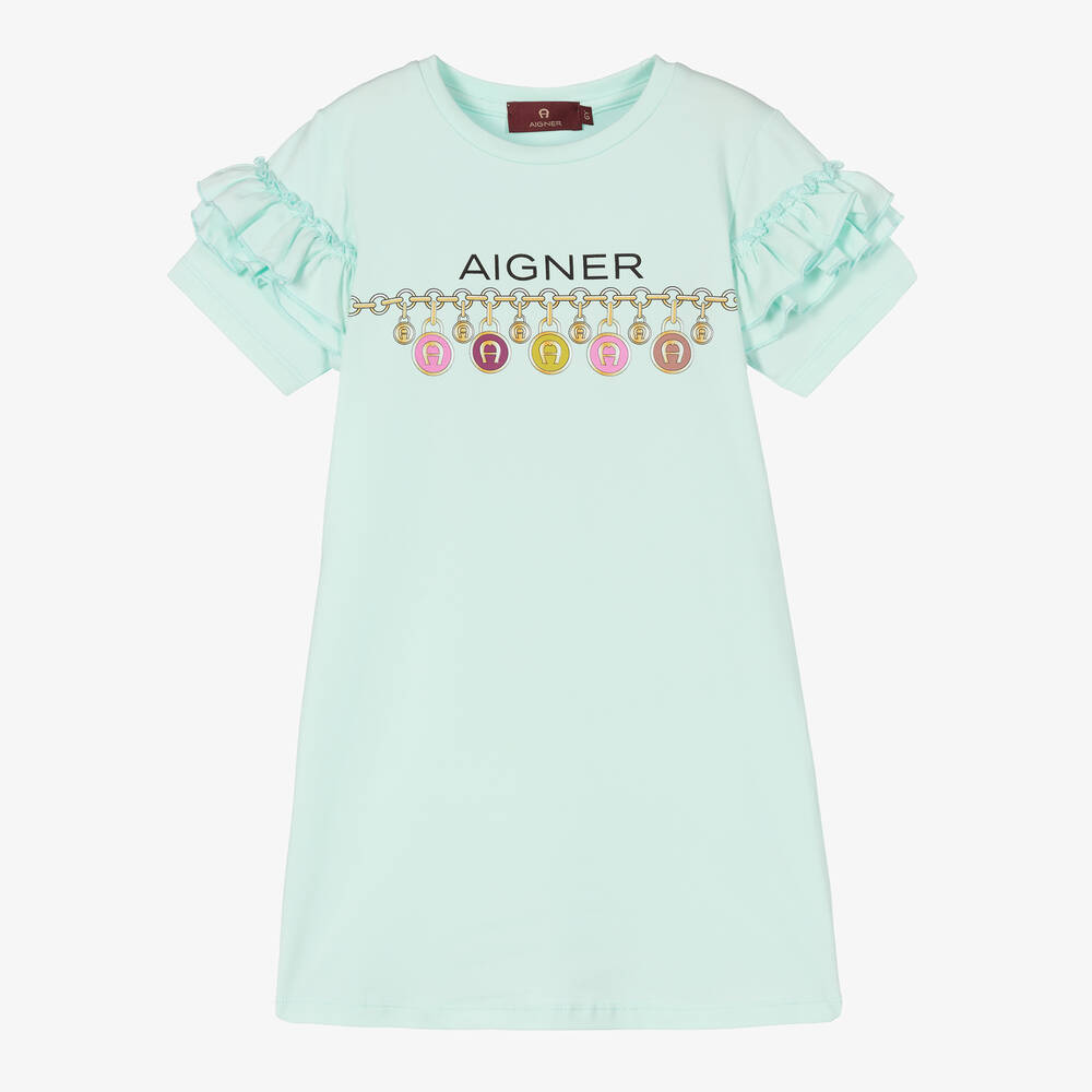 AIGNER-Зеленое хлопковое платье | Childrensalon Outlet