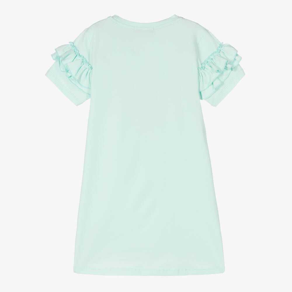 AIGNER-Girls Green Cotton Logo Dress | Childrensalon Outlet