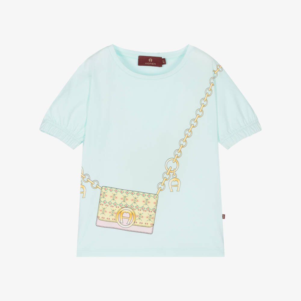 AIGNER-Girls Green Cotton Logo T-Shirt | Childrensalon Outlet