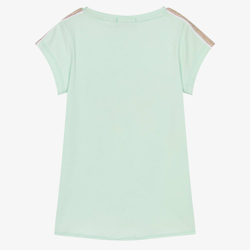 اقنر-Girls Green Cotton Logo T-Shirt | Childrensalon Outlet
