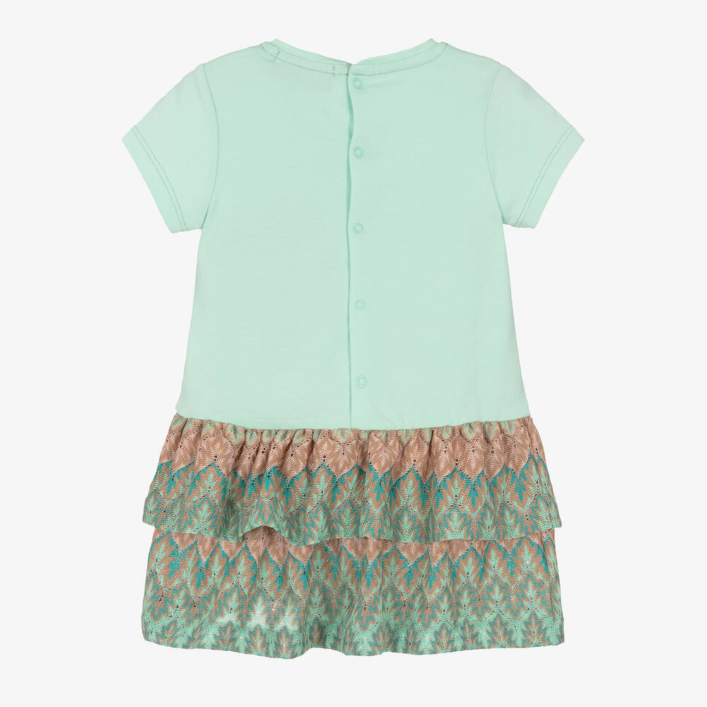 AIGNER-Girls Green Cotton Tiered Dress | Childrensalon Outlet