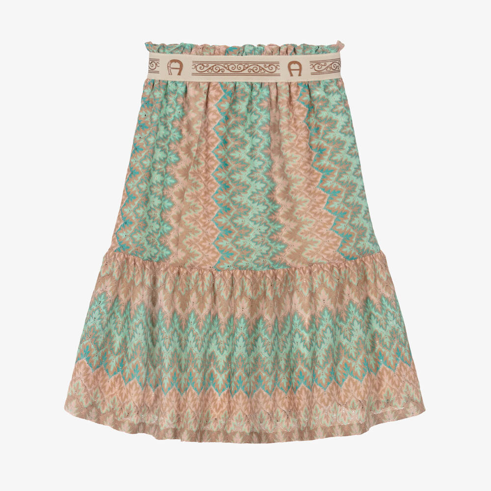 AIGNER-Girls Green & Pink Crochet Sparkle Skirt | Childrensalon Outlet