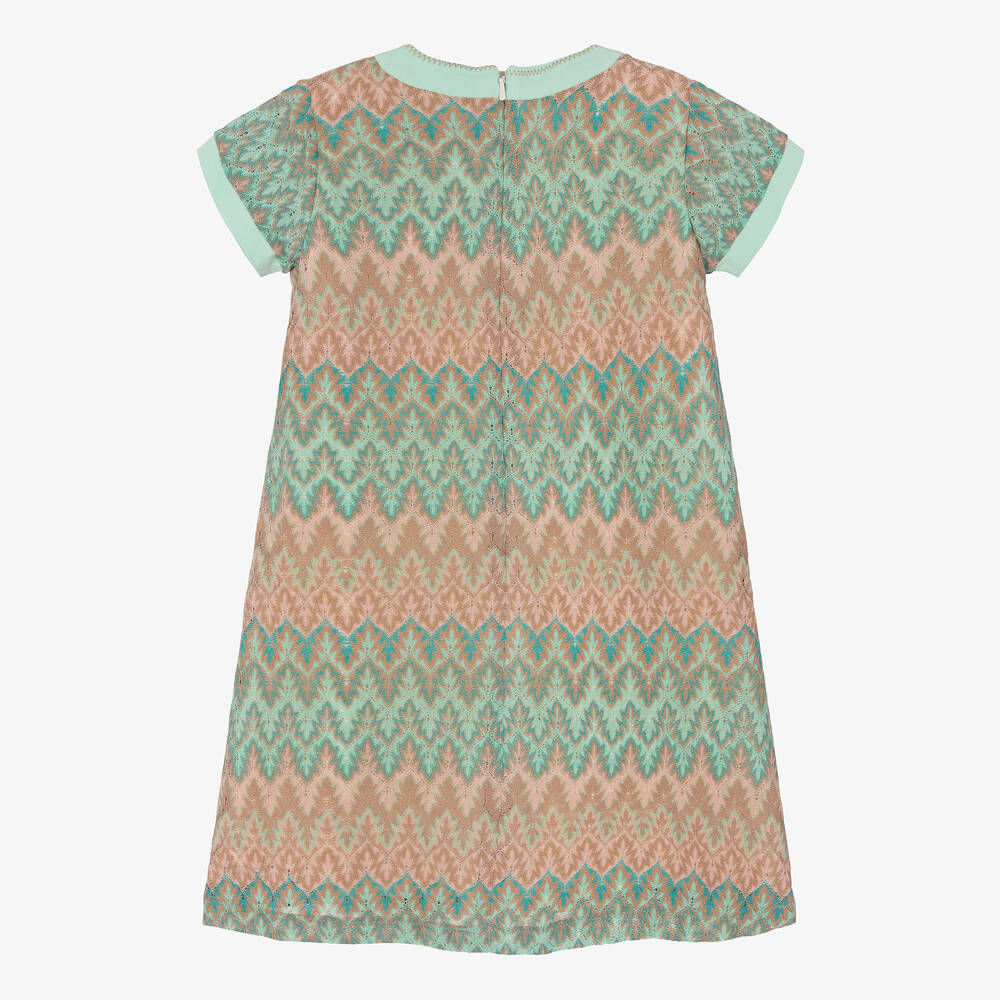 AIGNER-Girls Green & Pink Knitted Lace Dress | Childrensalon Outlet