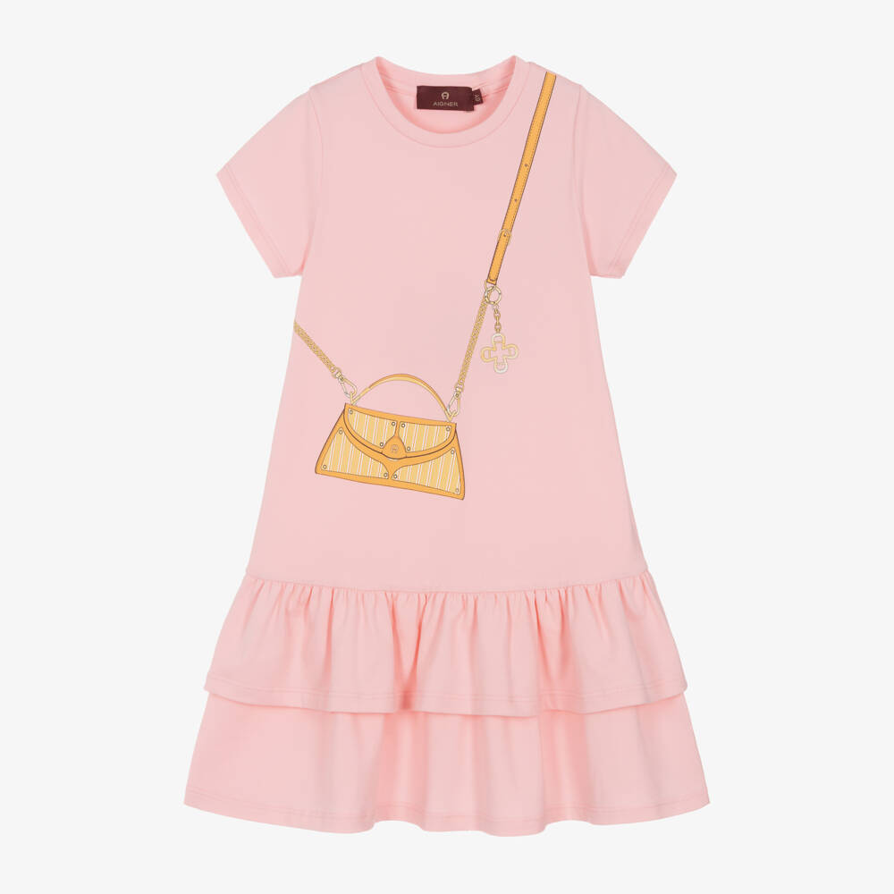 AIGNER-Girls Handbag Print Cotton Dress | Childrensalon Outlet