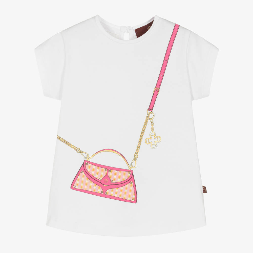 AIGNER-Футболка с принтом сумочки белая для девочек | Childrensalon Outlet