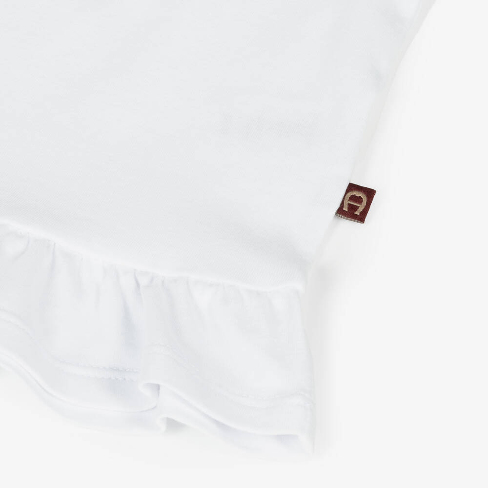 AIGNER-Girls Heart Motif White Tee | Childrensalon Outlet