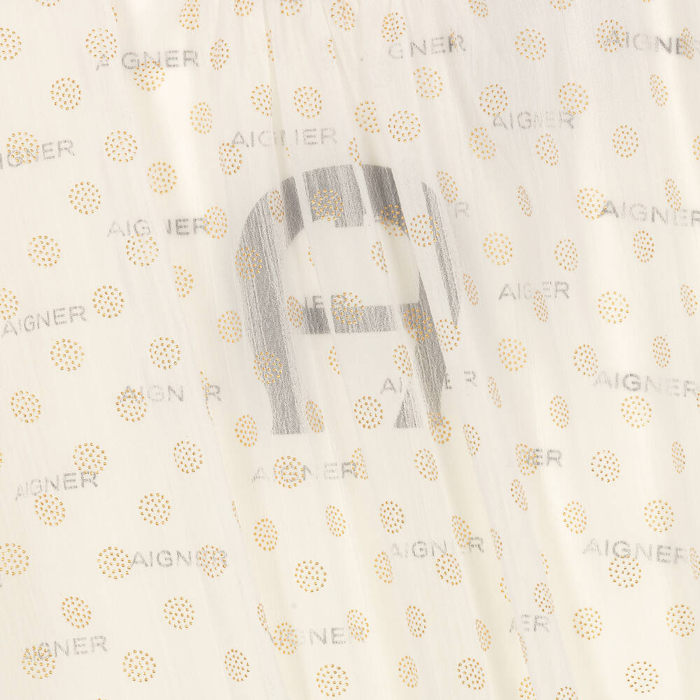 اقنر-فستان قطن وشيفون لون عاجي | Childrensalon Outlet