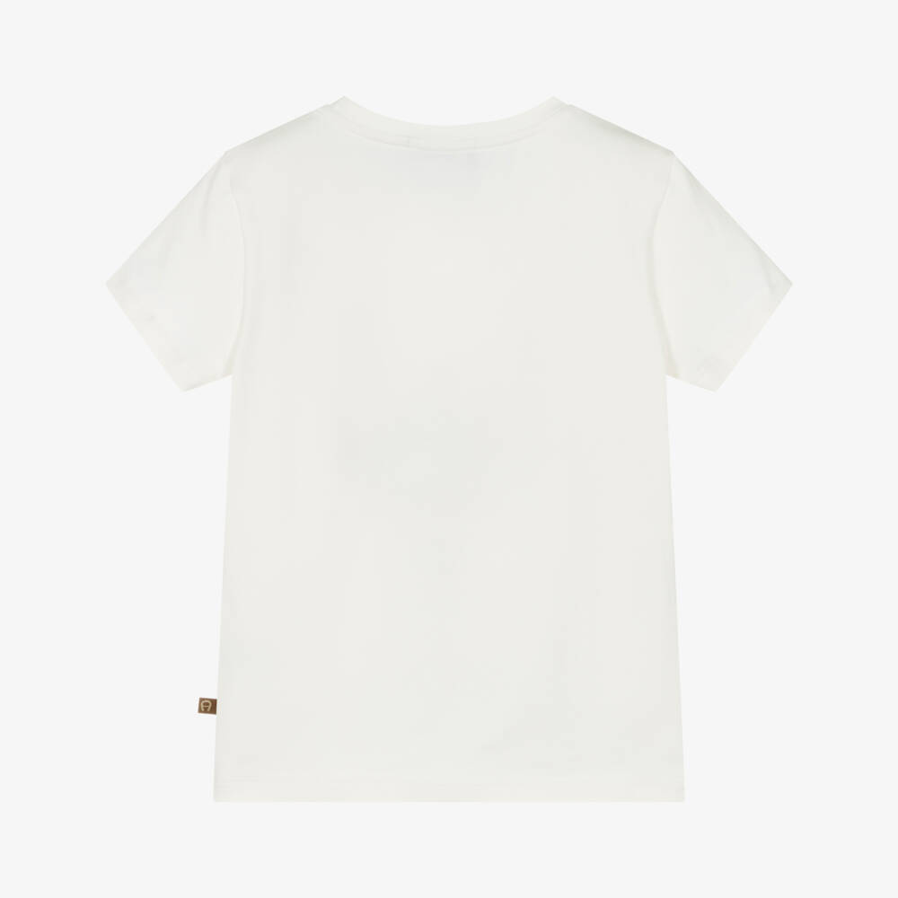 AIGNER-Girls Ivory Cotton Bag Print T-Shirt | Childrensalon Outlet