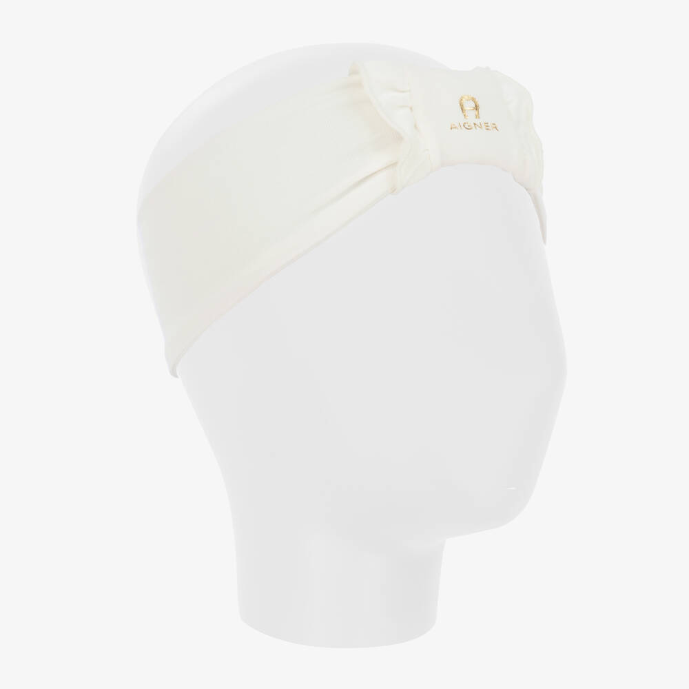 AIGNER-Girls' Ivory Cotton Bow Hairband | Childrensalon Outlet
