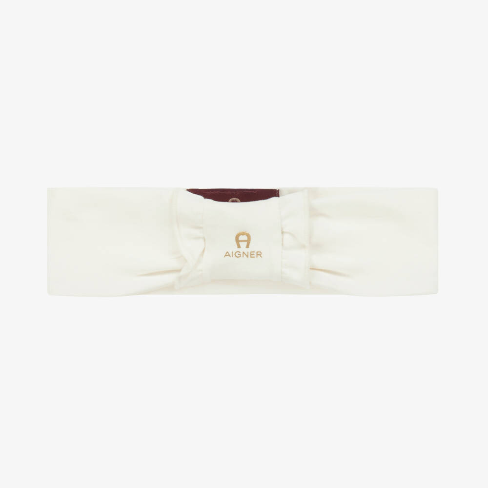 AIGNER-Girls' Ivory Cotton Bow Hairband | Childrensalon Outlet
