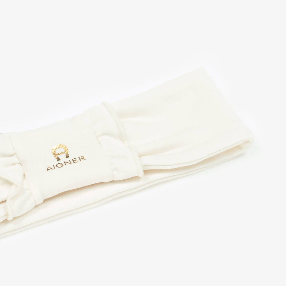 AIGNER-Girls' Ivory Cotton Bow Hairband | Childrensalon Outlet
