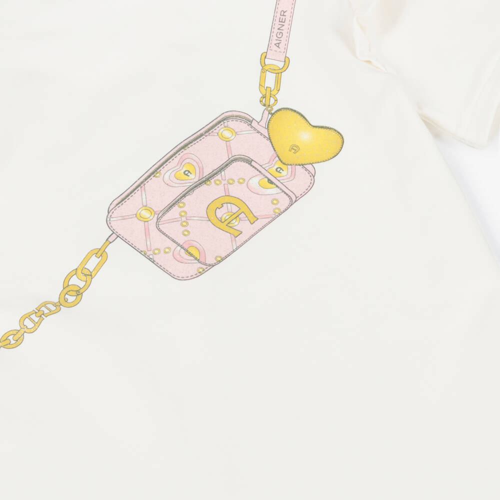 AIGNER-فستان حقيبة من القطن العاجي للبنات | Childrensalon Outlet