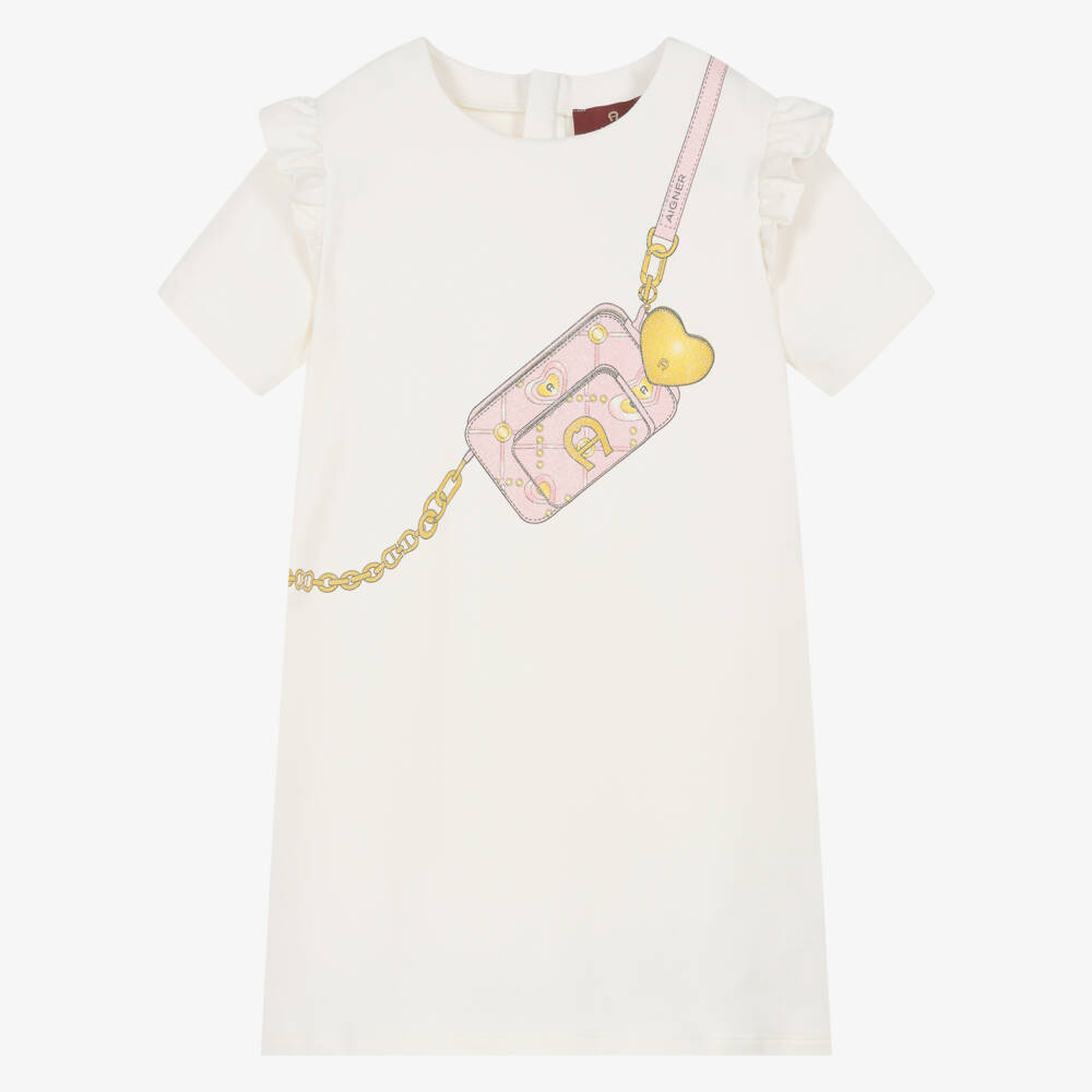 AIGNER-Платье из кремового хлопка для девочек | Childrensalon Outlet
