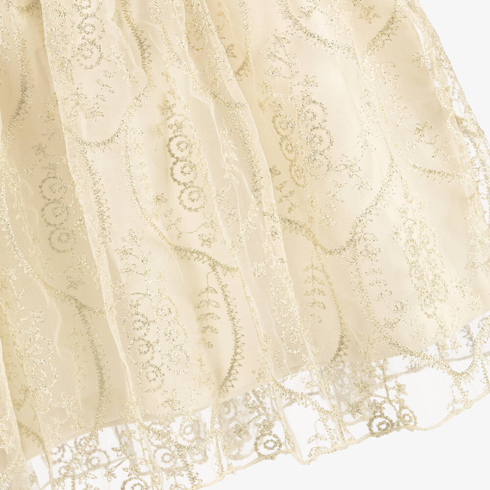 AIGNER-Girls Ivory Cotton Dress with Tulle Skirt | Childrensalon Outlet