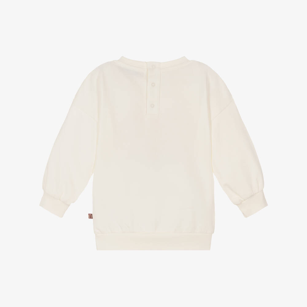 AIGNER-Girls Ivory Cotton Heart Sweatshirt | Childrensalon Outlet