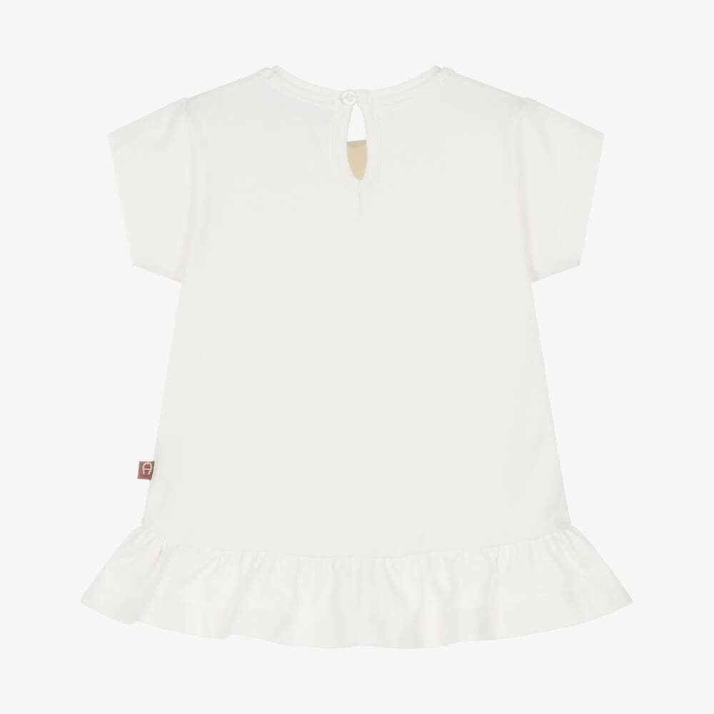 AIGNER-Girls Ivory Cotton Heart T-Shirt | Childrensalon Outlet