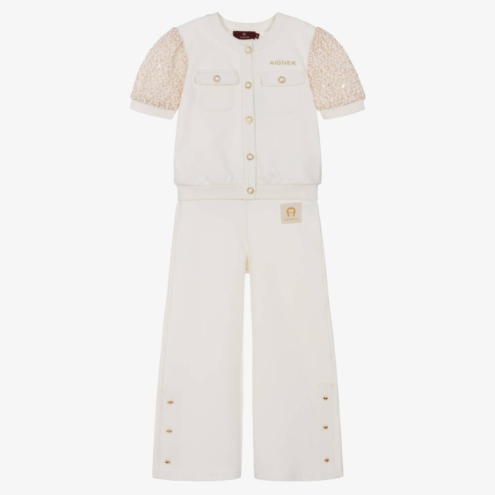 AIGNER-طقم بناتي من بنطلون جيرسي عاجي | Childrensalon Outlet