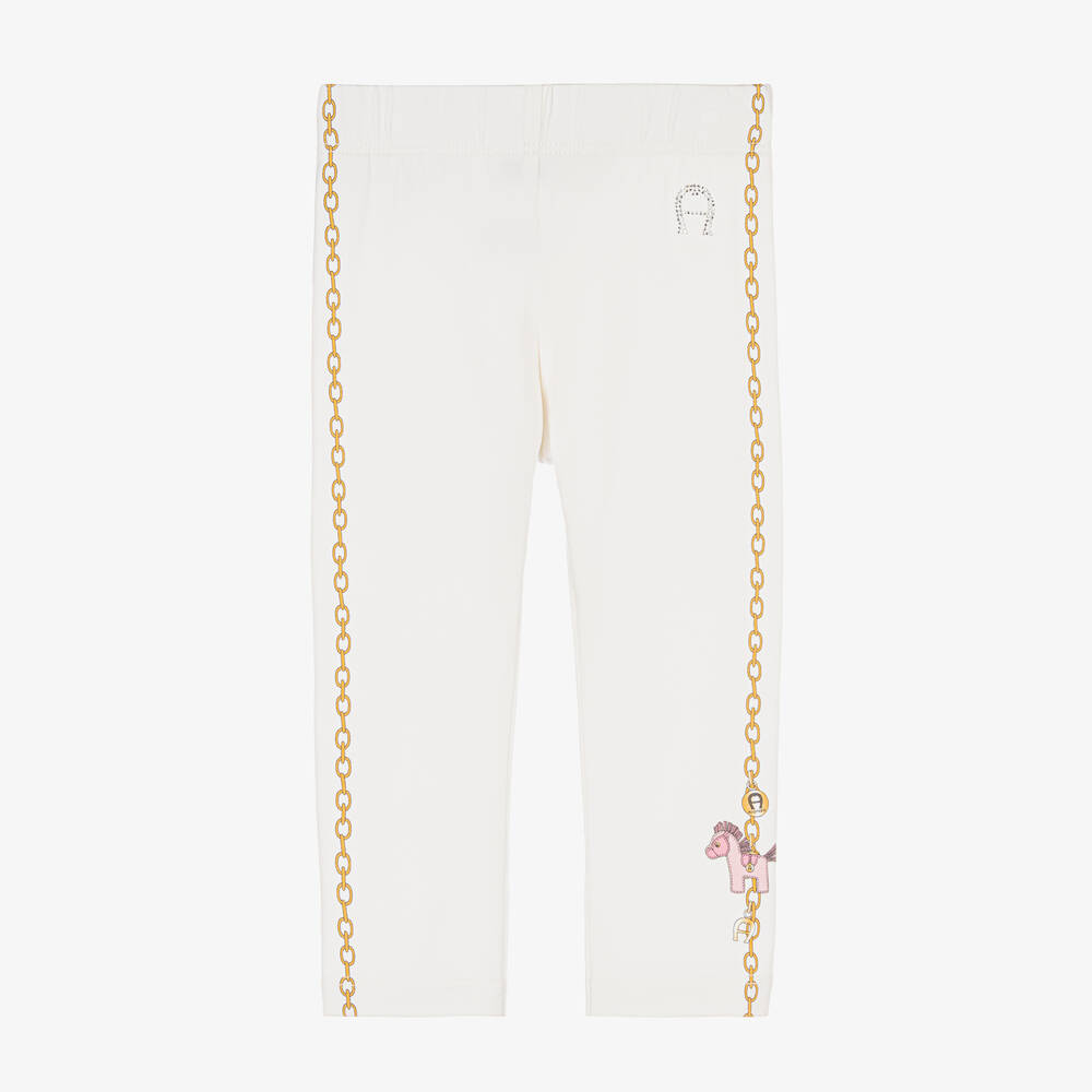 AIGNER - Elfenbeinfarbene Baumwoll-Leggings | Childrensalon