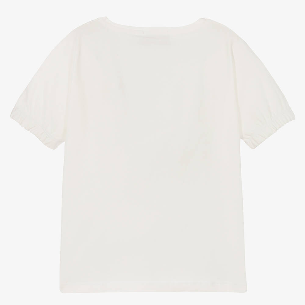 AIGNER-Girls Ivory Cotton Logo T-Shirt | Childrensalon Outlet