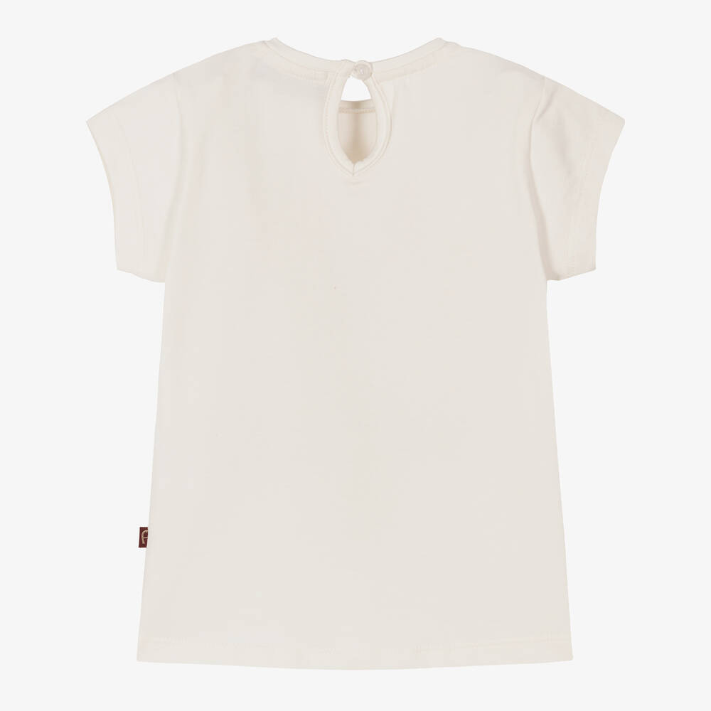 AIGNER-Girls Ivory Cotton T-Shirt  | Childrensalon Outlet