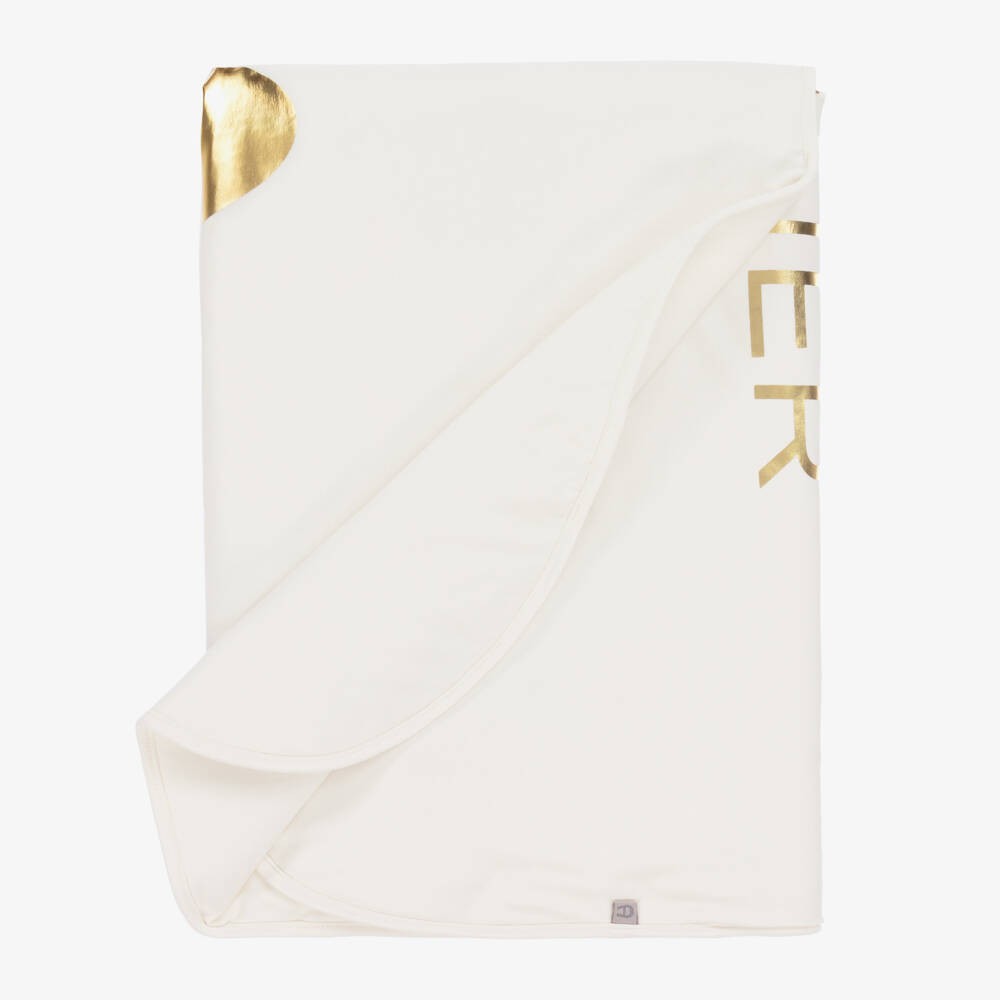 AIGNER-Girls Ivory Floral Gold Accent Blanket | Childrensalon Outlet
