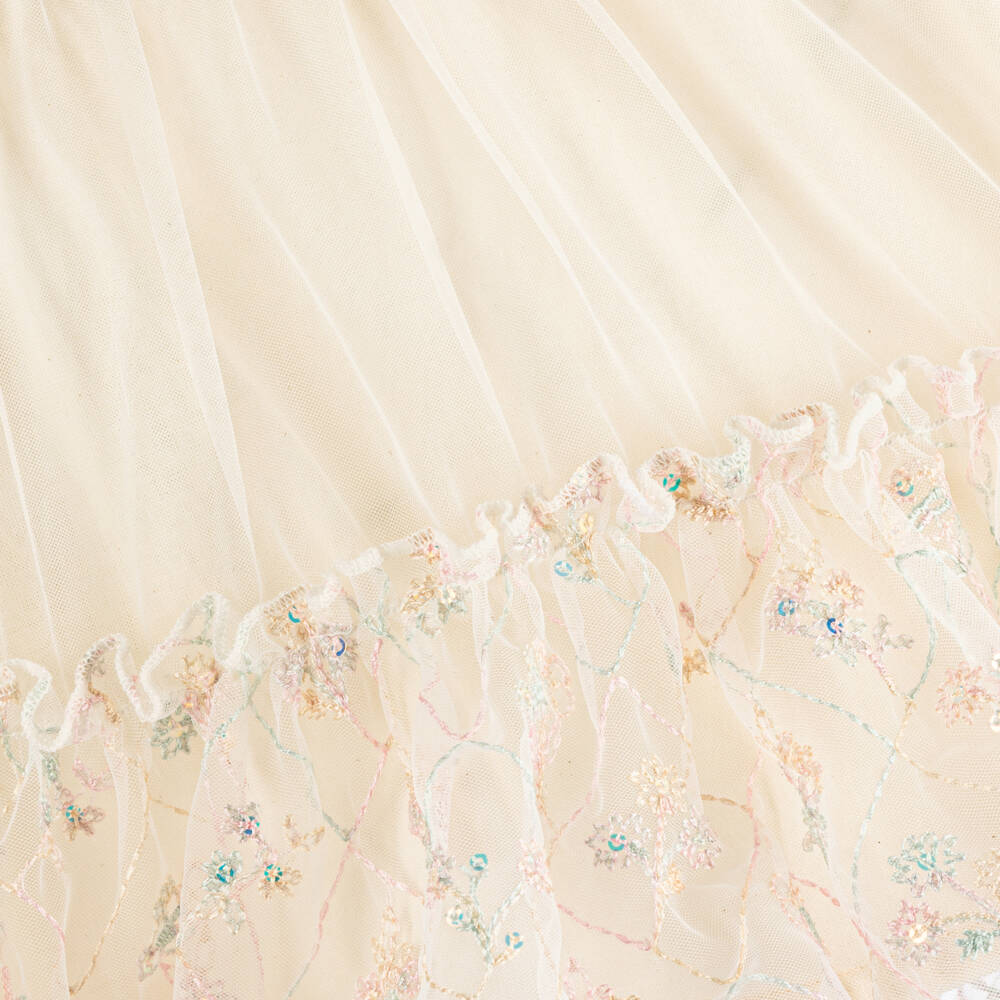 AIGNER-فستان تول عاجي مزين بالورود للبنات | Childrensalon Outlet