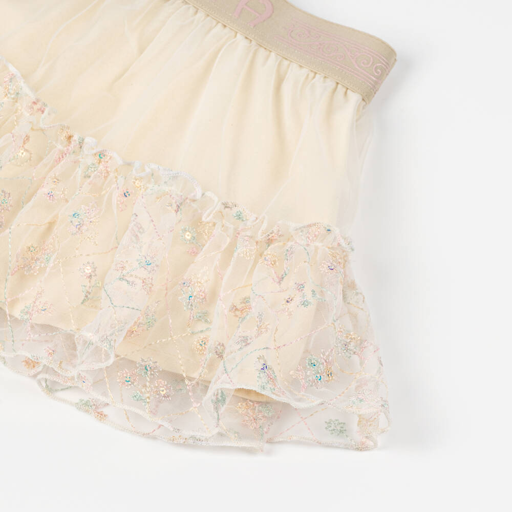 AIGNER-فستان تول عاجي مزين بالورود للبنات | Childrensalon Outlet