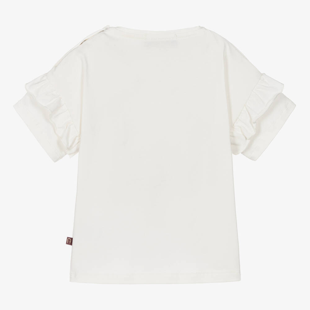 AIGNER-تيشيرت بطبعة قلوب قطن جيرسي لون عاجي | Childrensalon Outlet