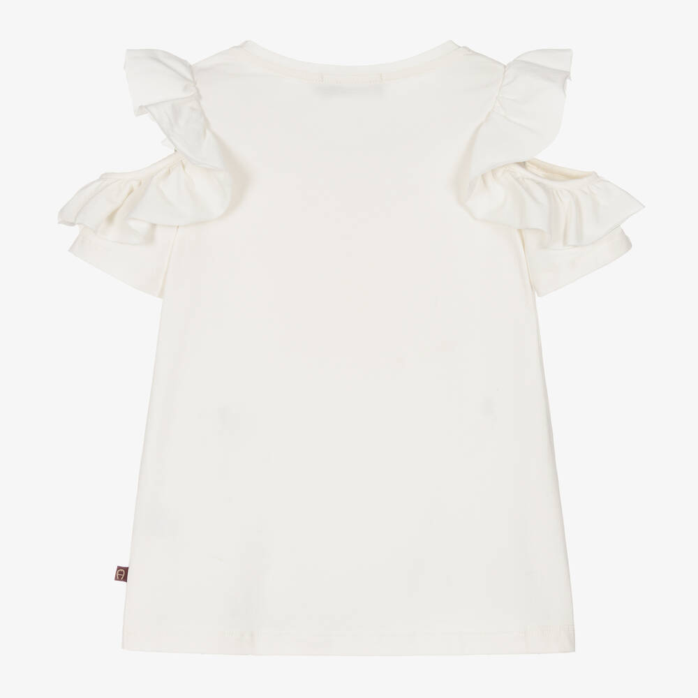 AIGNER-Girls Ivory & Gold Cotton Top | Childrensalon Outlet