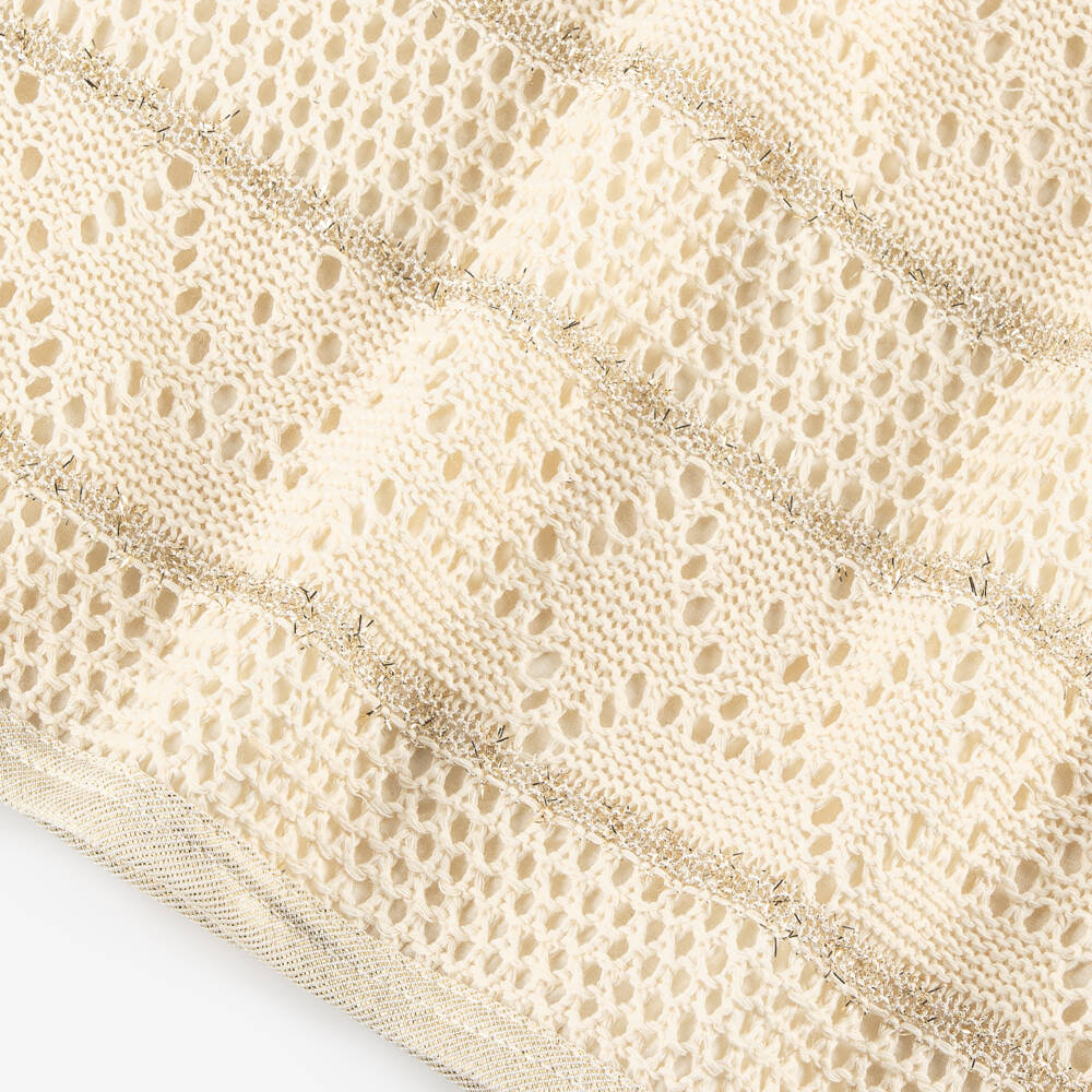 AIGNER-Girls Ivory & Gold Crochet Dress | Childrensalon Outlet
