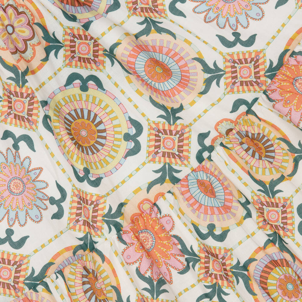 AIGNER-Кремово-оранжевое платье из хлопка с оборкой | Childrensalon Outlet