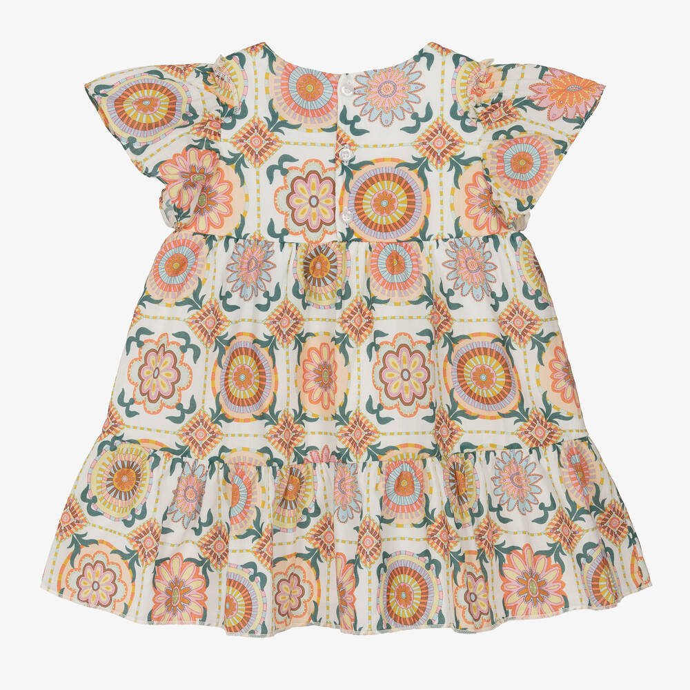 AIGNER-Кремово-оранжевое платье из хлопка с оборкой | Childrensalon Outlet