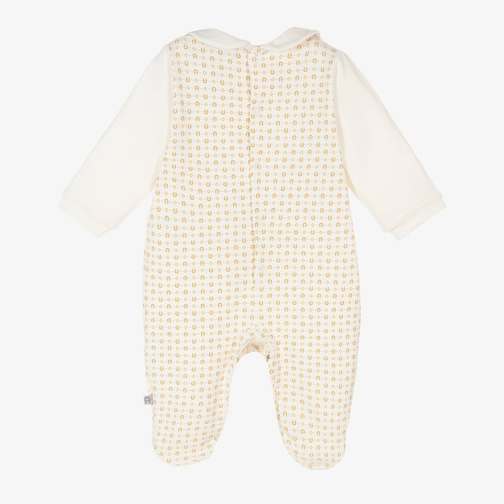 AIGNER-Girls Ivory Pima Cotton Babygrow  | Childrensalon Outlet
