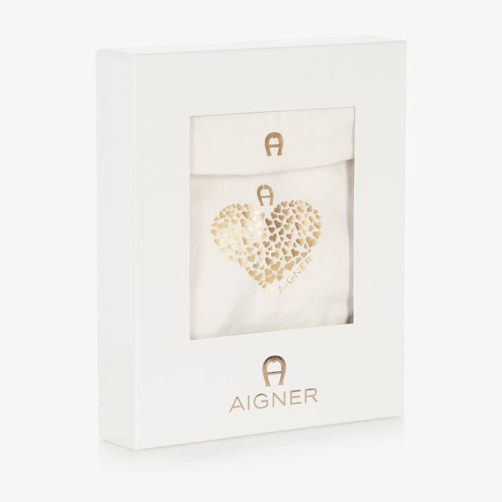 AIGNER-Girls Ivory Pima Cotton Babysuit Gift Set | Childrensalon Outlet