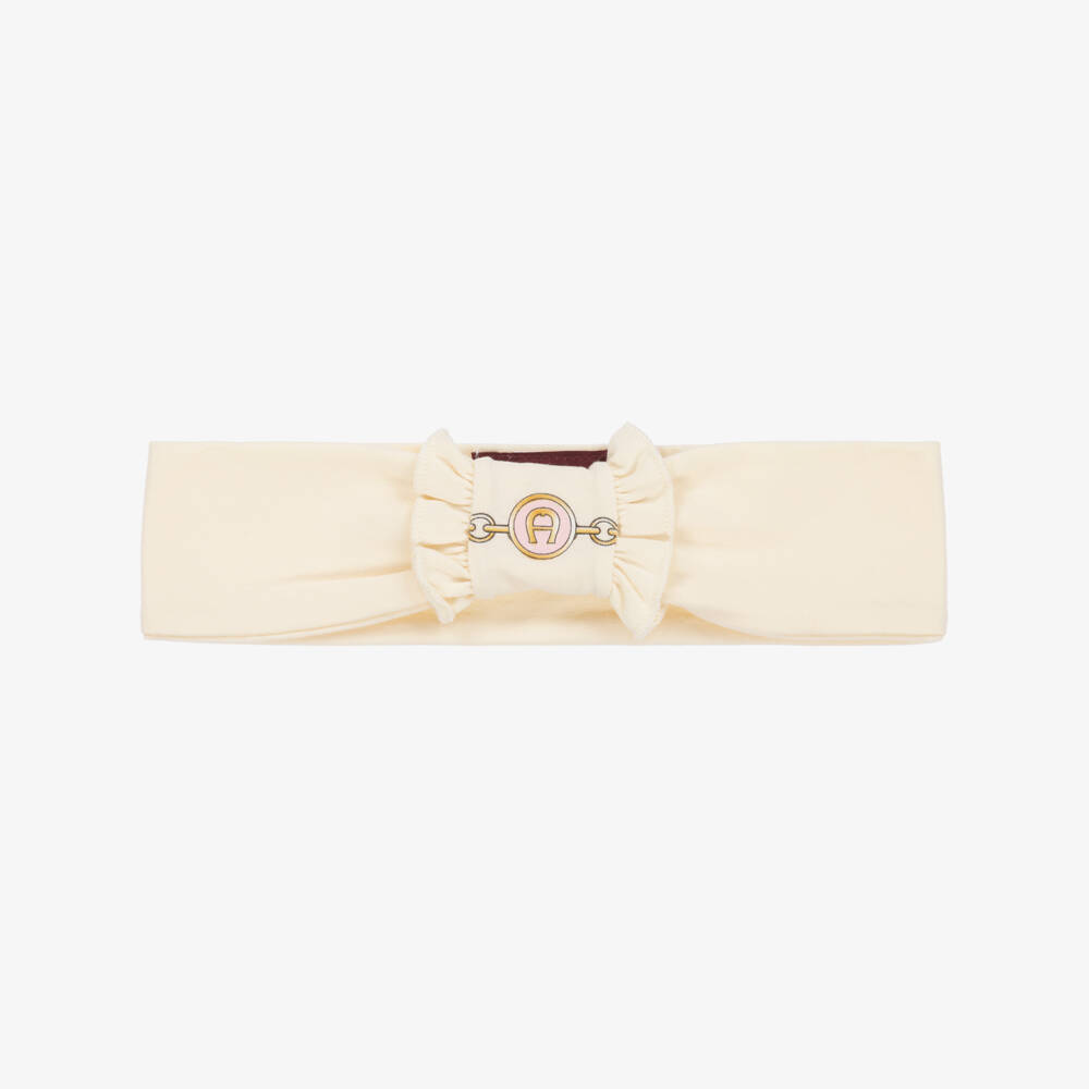 AIGNER-Girls Ivory Pima Cotton Headband | Childrensalon Outlet