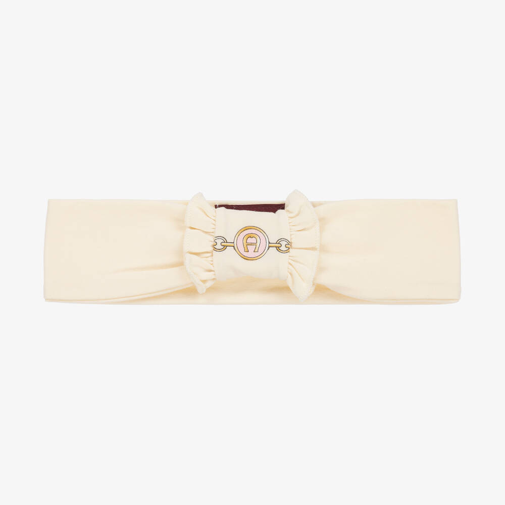 AIGNER - Girls Ivory Pima Cotton Headband | Childrensalon